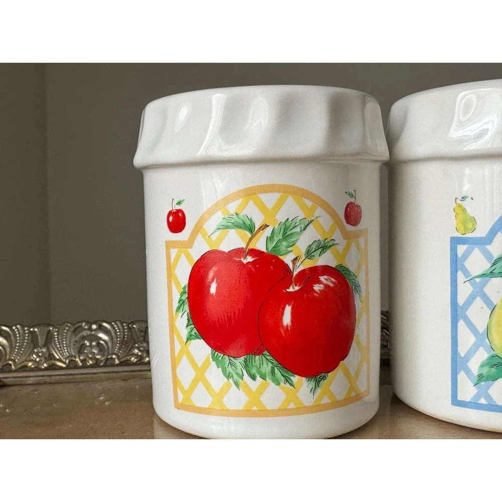 Vintage Himark Ceramic Salt and Pepper Shakers Set Fruit Jar Apple and Pear